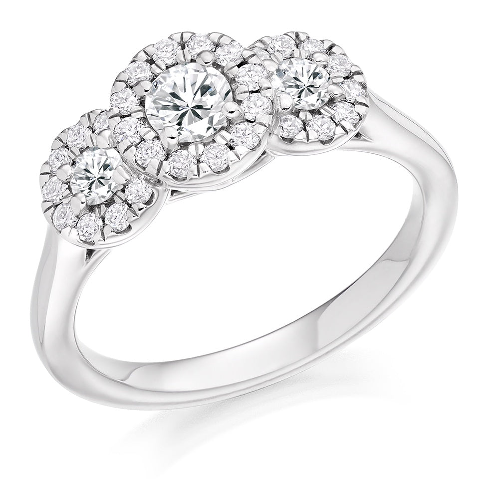 Platinum Diamond Halo Trilogy Ring - TRL20818