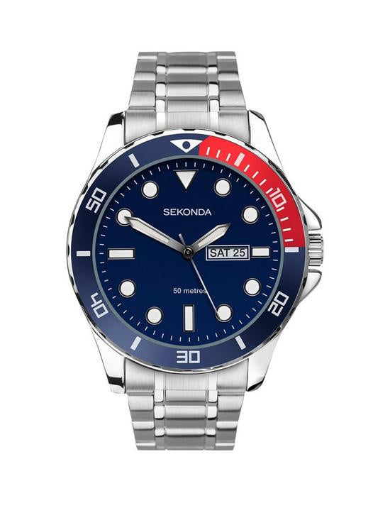 Sekonda Tidal Stainless Steel with Blue Dial Gents Watch - 1607