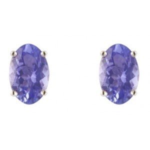 9ct White Gold Tanzanite Oval Cut Claw Set 6x4mm Earrings WGE1103TZ