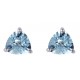 9ct White Gold Aquamarine 5mm Trillion Claw Set Earrings