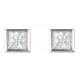 9ct White Gold 4mm CZ Square Earrings