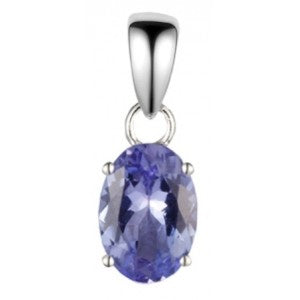 9ct White Gold Tanzanite Oval Cut Claw Set 7x5mm Pendant WGP1135TZ
