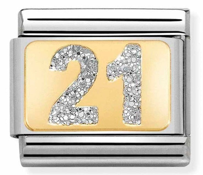 NOMINATION GLITTER Gold 21 SILVER charm 030224-02