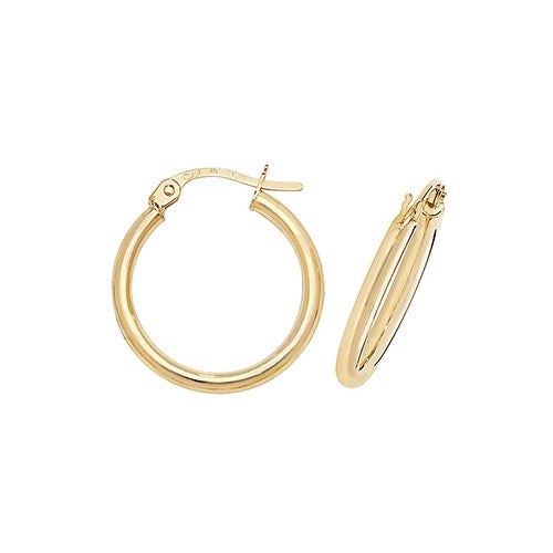 9ct YG 15mm Hoop Earrings ER500-15