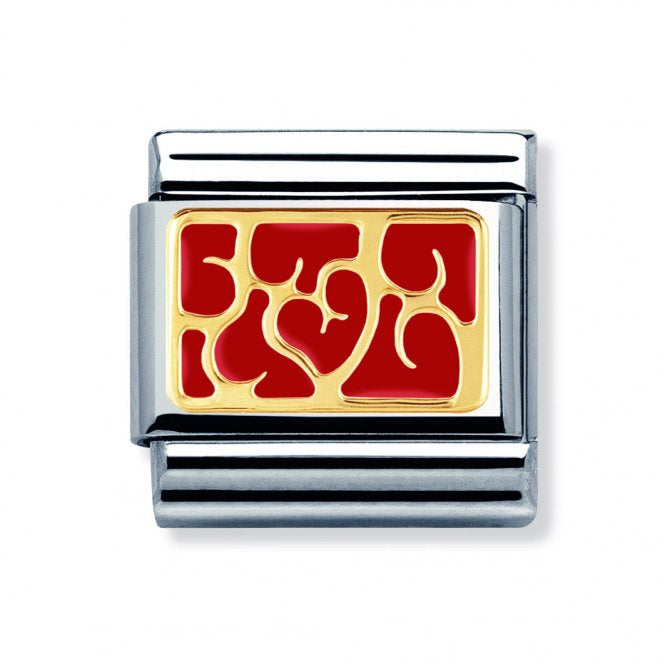 NOMINATION Composable Gold Red Hearts Link ~ 030280/11