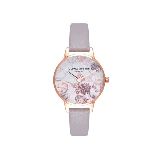 Olivia Burton Marble Floral Rose Gold Watch OB16CS14