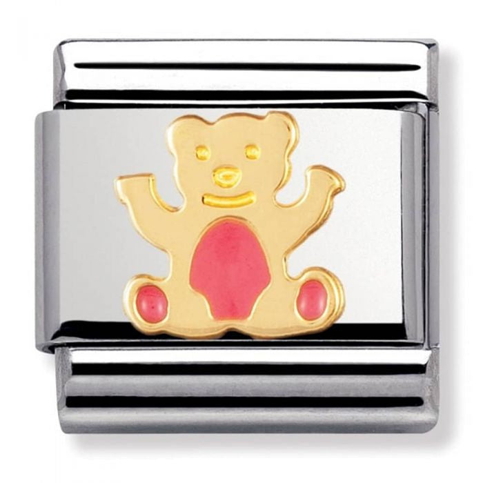 NOMINATION Charm EARTH ANIMALS Enamel 18k Gold Light pink bear