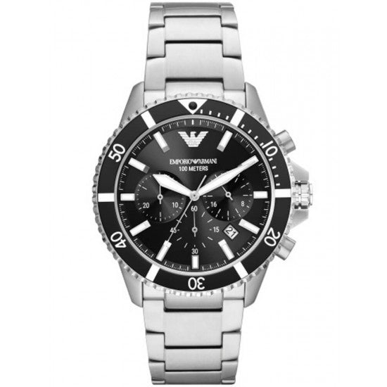 Armani Mens S/S & Black Diver Watch AR11360