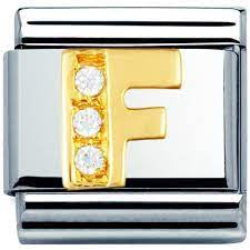 NOMINATION Gold CZ Letter F Charm 030301-06