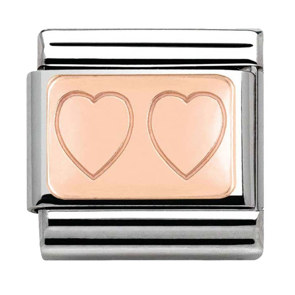 NOMINATION Rose Gold Double Heart Charm 430101-15