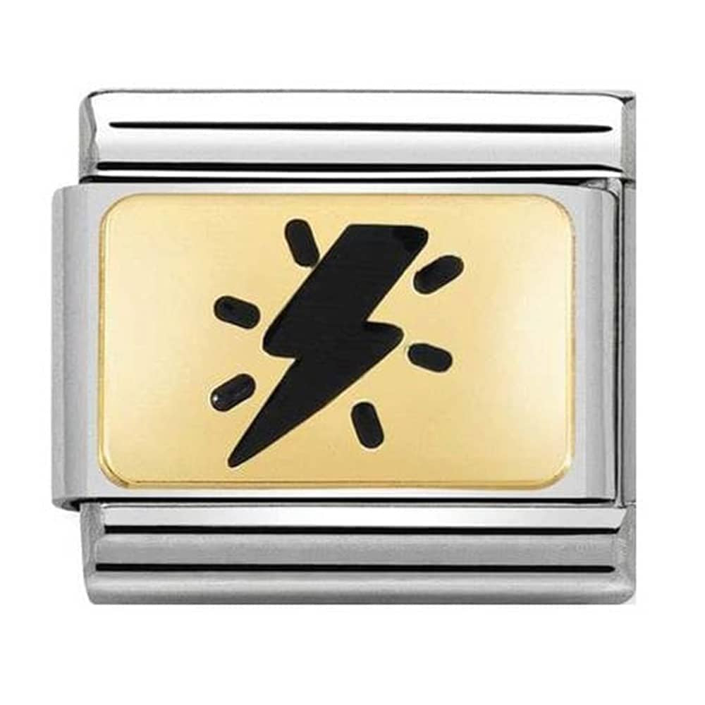 NOMINATION Charm Gold Thunderbolt Black 030284-40