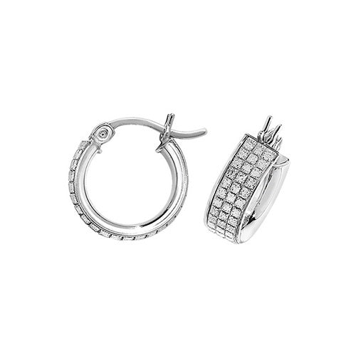 Silver 10mm Moondust Broad Hoop Earrings