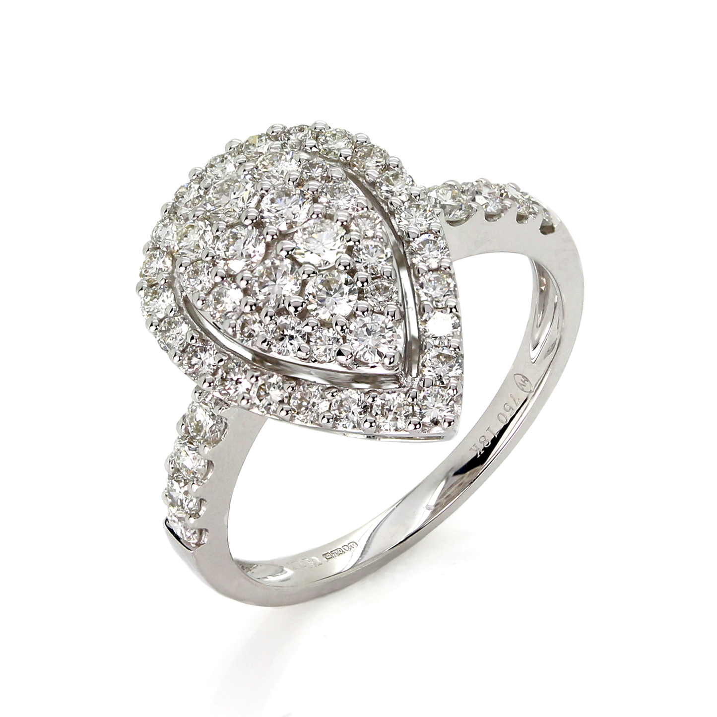 18ct Diamond Pear Shape Diamond Cluster Ring