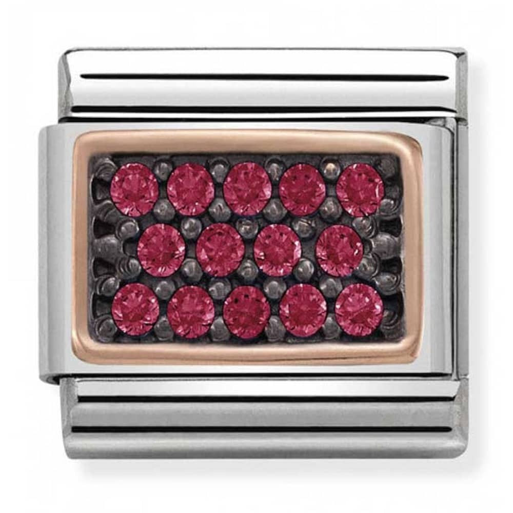 NOMINATION Pave CZ Gold Rectangle Fuchsia Charm 430313-05