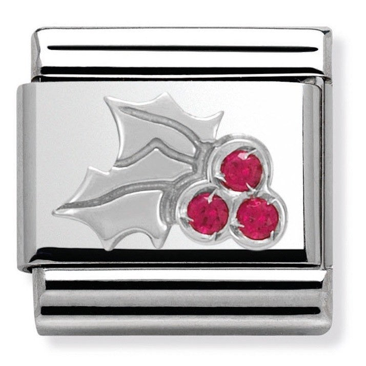 NOMINATION Enamel CZ Red Holly Charm 330313-03