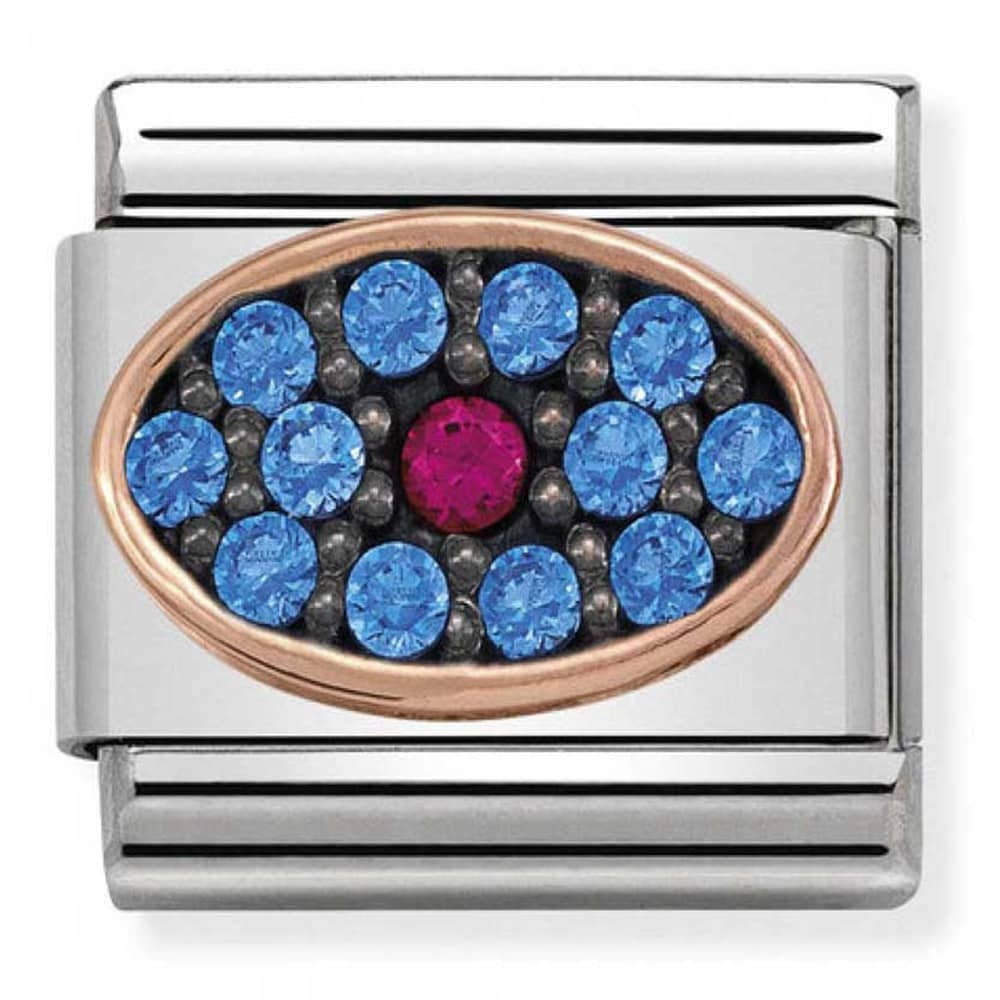 NOMINATION CLASSIC Rose Gold Pavé Blue Pink Oval Charm 430313/02