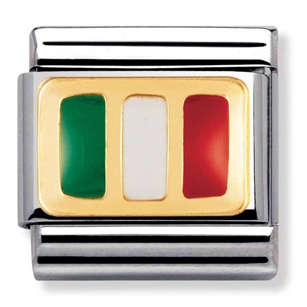 NOMINATION Charm EUROPE FLAG Enamel 18k Gold ITALY