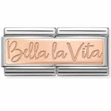 NOMINATION Charm DOUBLE ENGRAVED Gold CUSTOM Bella la Vita