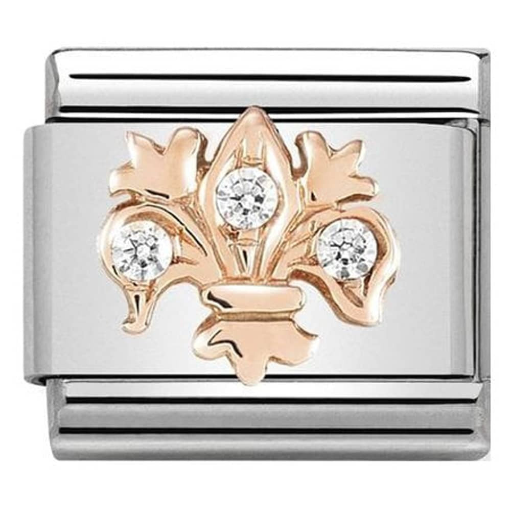NOMINATION Rose Gold White Lily Charm 430305-14