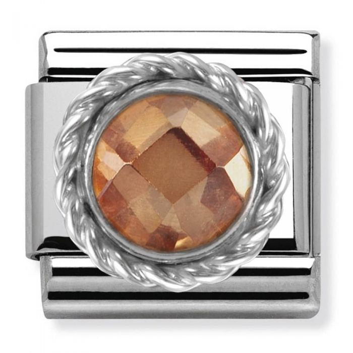 NOMINATION CZ Champagne Round Charm 330601-024