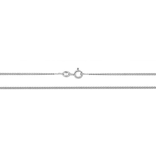 9ct White Gold Close Curb Chain 20 "