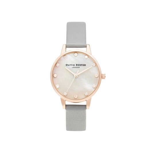 Olivia Burton Midi Mother Of Pearl Dial Grey & Rose Gold Watch OB16SE12