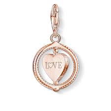 Thomas Sabo Rose Gold Plated Cubic Zirconia Rotating Heart Charm 1859-416-14