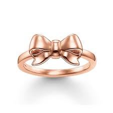 Thomas Sabo Silver Plain Rose Gold Bow Size 50 Ring - TR1977-415-12-50