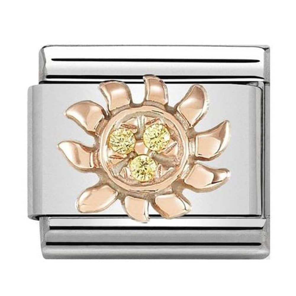 NOMINATION Rose Gold CZ Sun Charm 430305-18