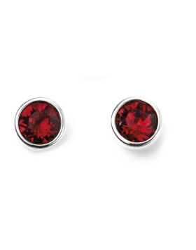 Silver Earrings July Ruby