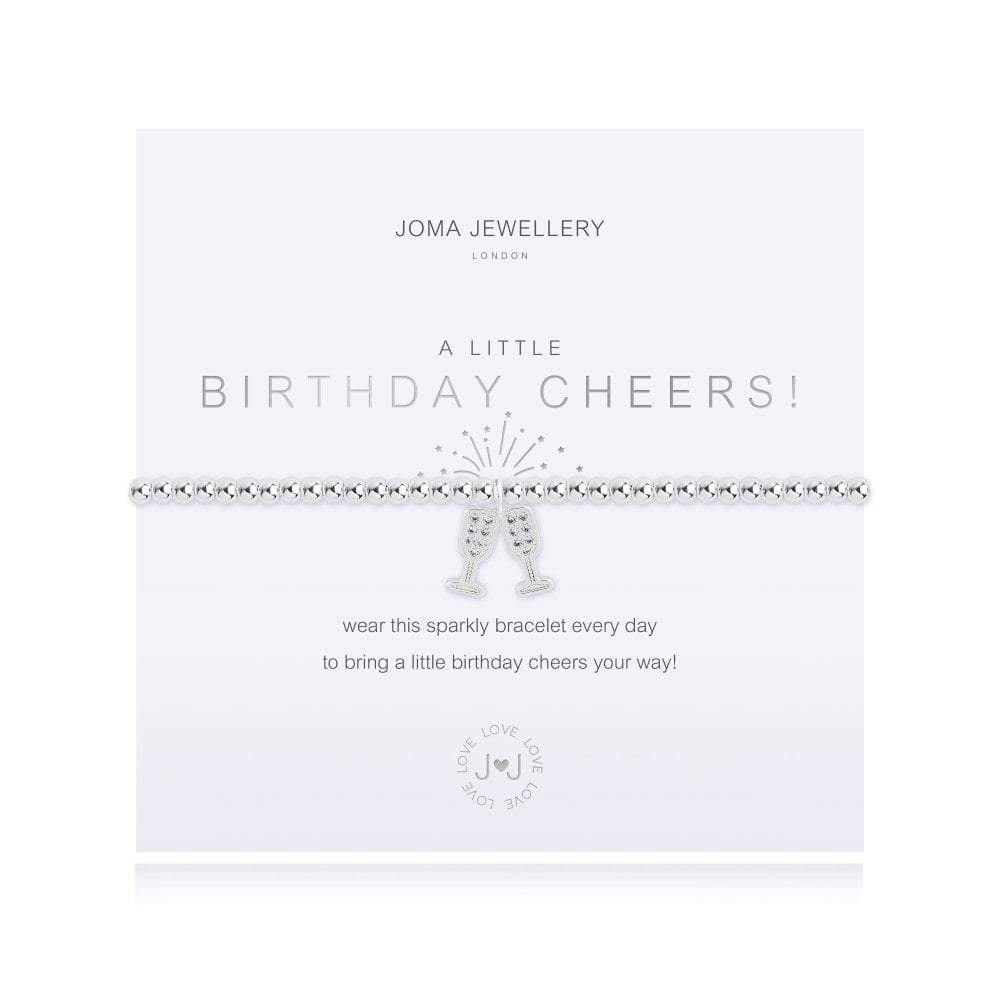 JOMA JEWELLERY A Little Birthday Cheers! Silver 17.5cm Stretch Bracelet 4345