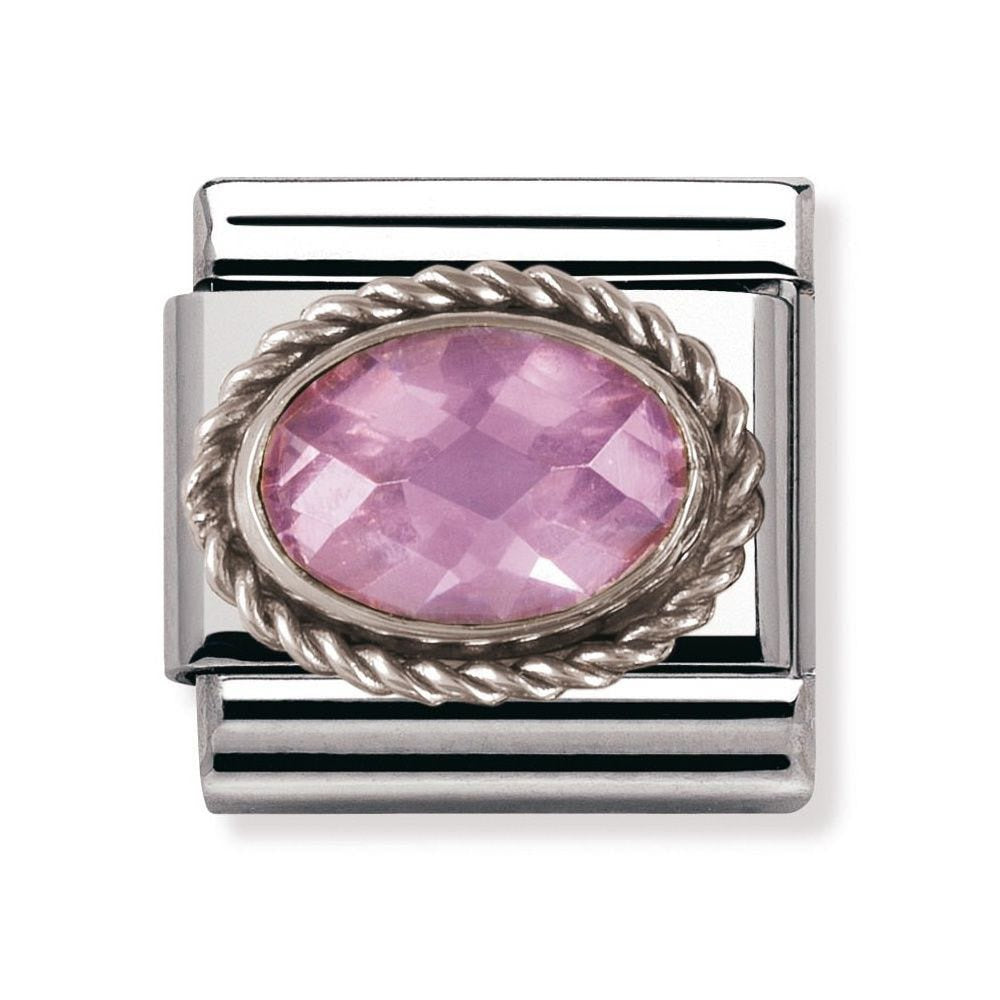 NOMINATION Twisted Silver Pink CZ Charm 330604-003