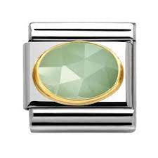 NOMINATION Faceted Gold Sage Green Charm 030515-05