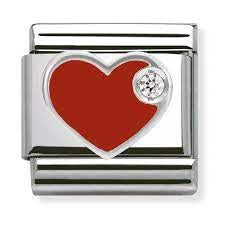 NOMINATION Enamel 1 CZ RED heart charm 330305-01