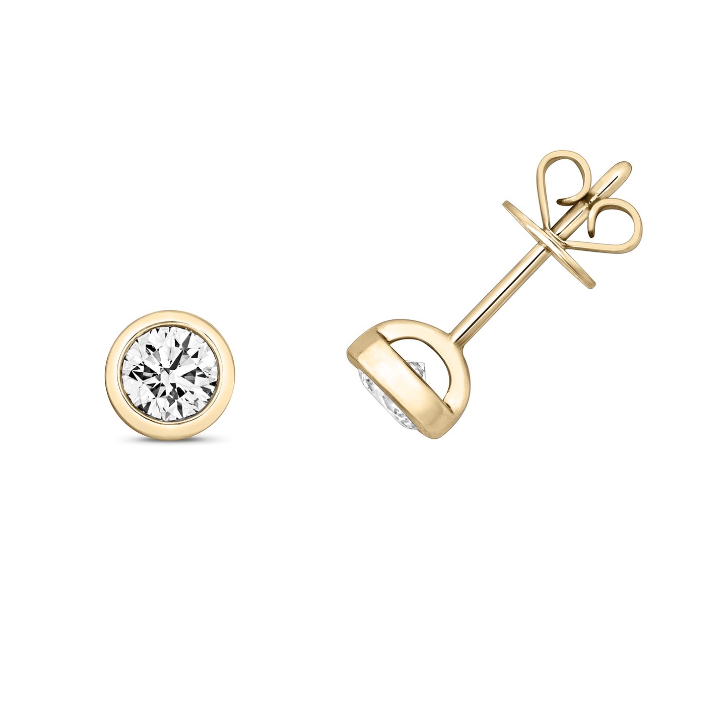 18ct Yellow Gold Rubover Diamond Stud Earrings 0.60ct