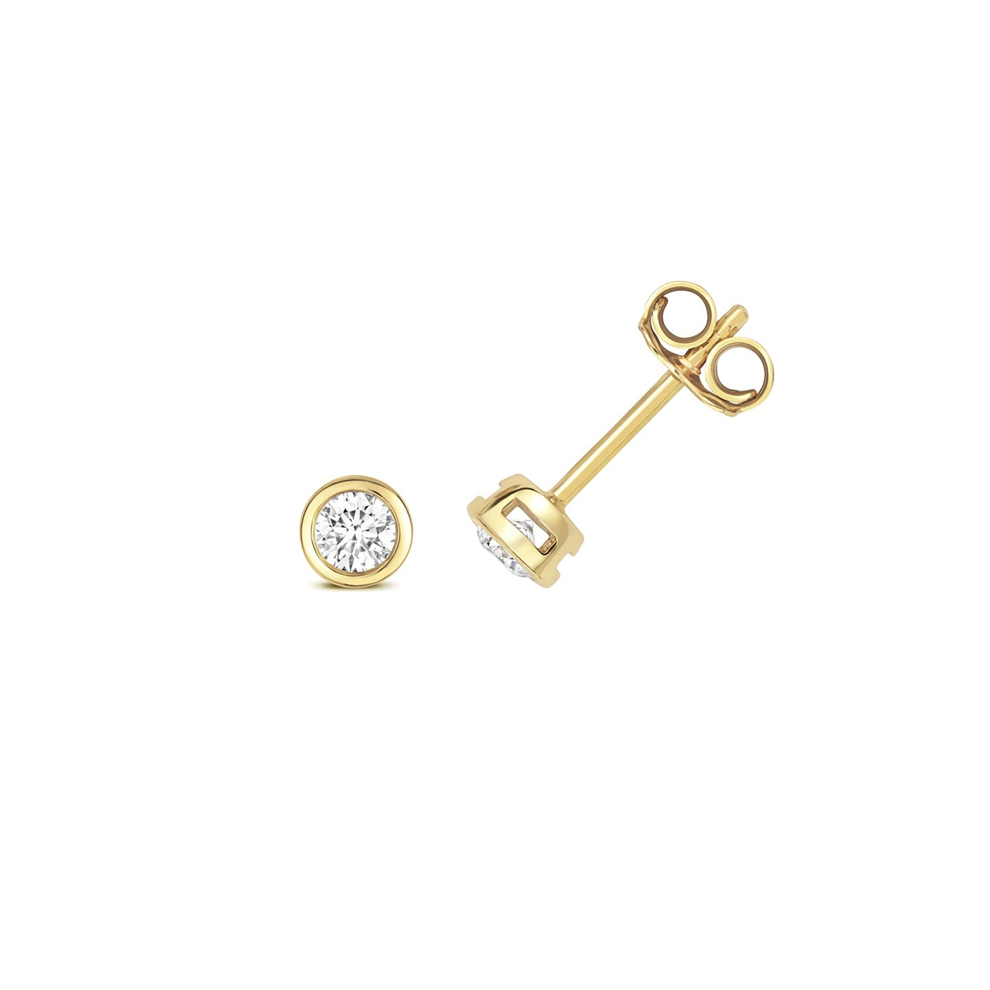 18ct Yellow Gold Rubover Diamond Stud Earrings 0.25ct