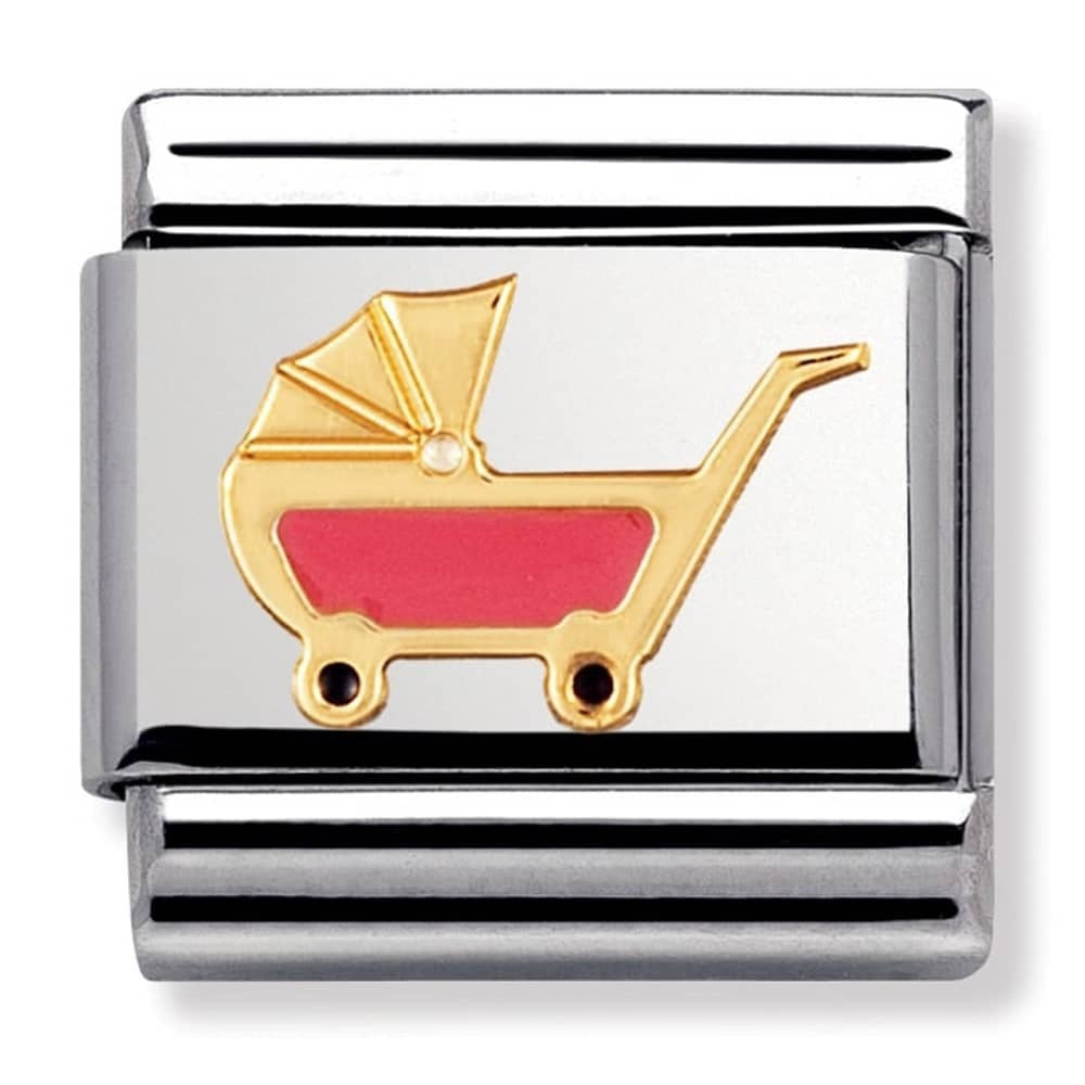 NOMINATION Charm DAILY LIFE Enamel 18k Gold Pink pram