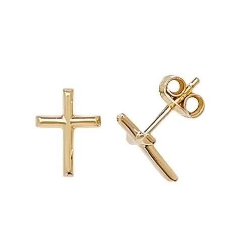 9ct Gold Cross Stud Earrings