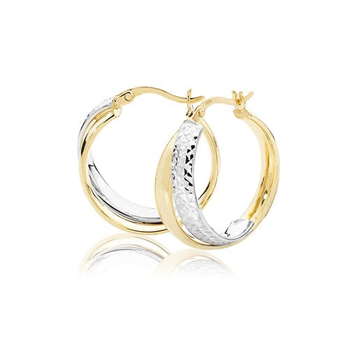 9ct wg yg Hoop Earrings