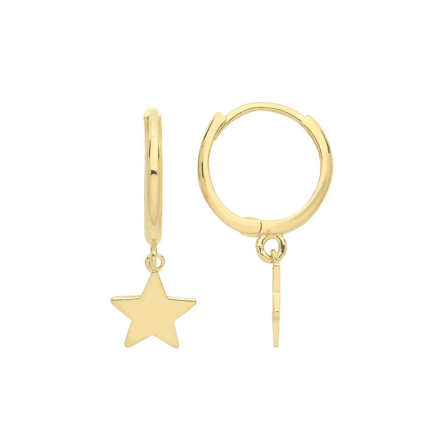 9ct Gold Star Charm Drop Earrings