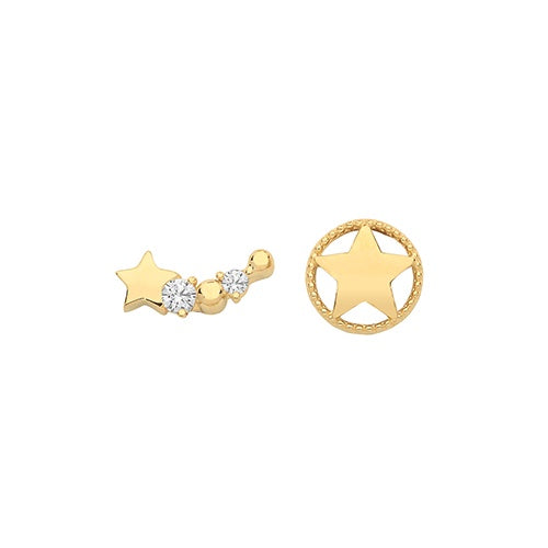 9ct yellow gold Star and CZ Earrings