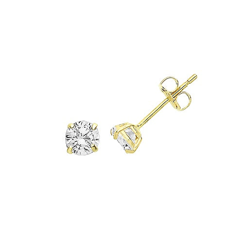 9ct Gold 4mm CZ Stud earrings ES711