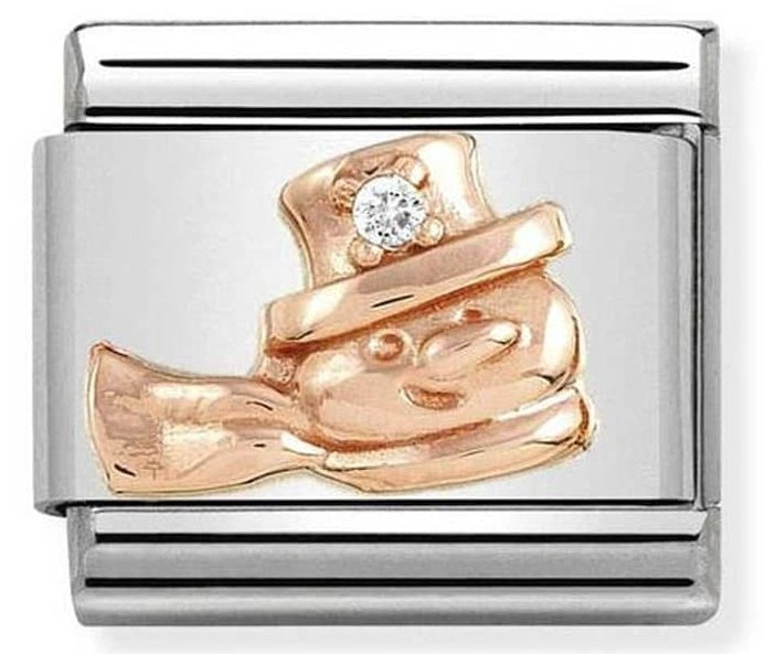 NOMINATION Rose Gold CZ Snowman Charm 430305-20