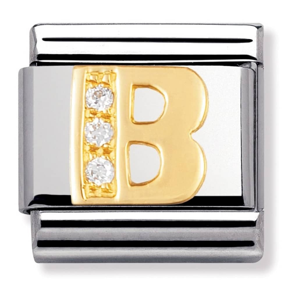 NOMINATION Gold CZ Letter B Charm 030301-02