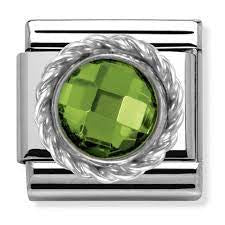 NOMINATION Twisted Silver Green CZ Charm 330601-004