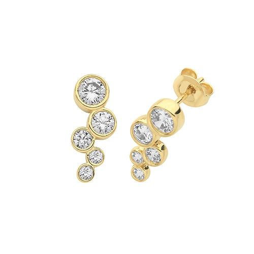 9ct Yellow Gold Bezel CZ Stud Earrings
