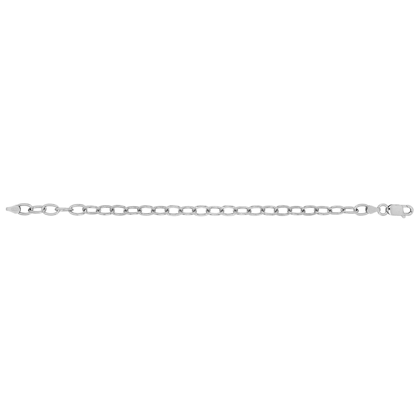 Silver Large Link Oval Cable Chain Rhodium Plated Bracelet