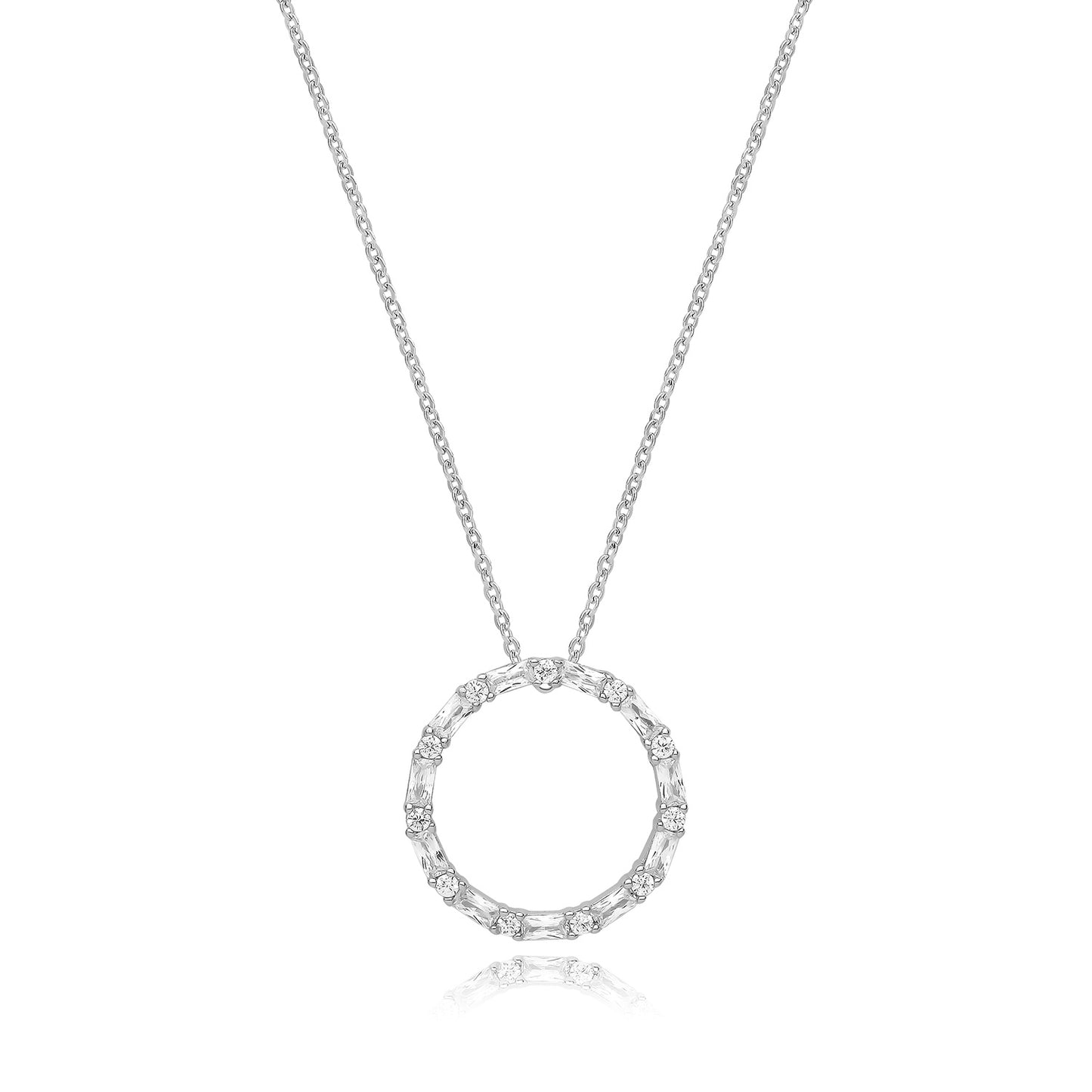 Sterling Silver Cubic Zirconia Vintage Style Circle Pendant