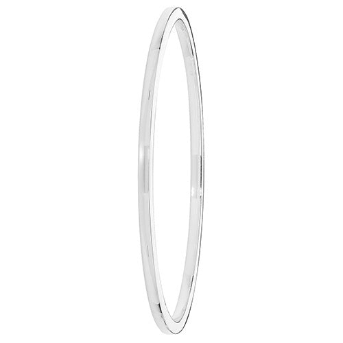 Silver Ladies Oval Plain Bangle - G4326