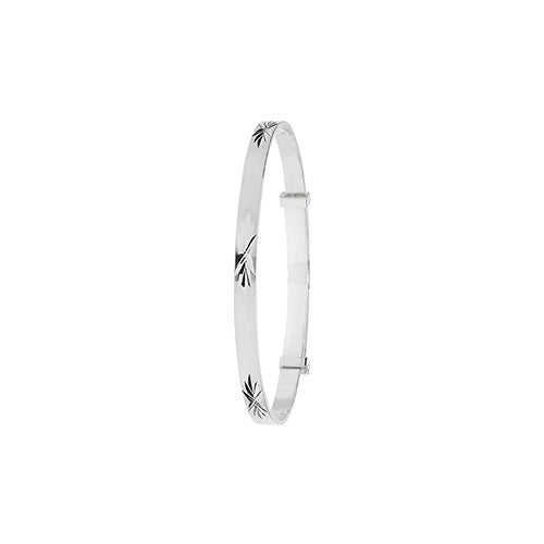 Silver Expandable Babies Diamond Cut Bangle G4360